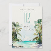 Tropisch Zand Strand Palm Tree Trouwtafel Nummer Kaart (Achterkant)