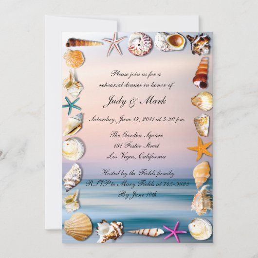 Tropisch zandstrand en ridderrepetitie diner kaart (Voorkant)