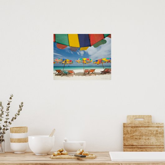 Tropisch zandstrand en zee van turkooizen. 2 poster (Keuken)