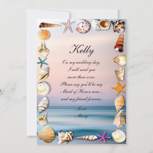 Tropisch zandstrand en zeeschelpen gemaakt van eer kaart (Voorkant)