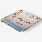 Tropisch zandstrand en zeeschelpen papieren bordje (Gebogen)