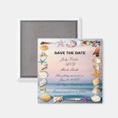 Tropisch zandstrand en zeeschelpen sparen de datum magneet (Voorkant / Achterkant)