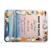 Tropisch zandstrand en zeeschelpen sparen de datum magneet (Horizontaal)