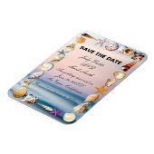 Tropisch zandstrand en zeeschelpen sparen de datum magneet (Linkerzijde)