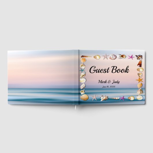 Tropisch zandstrand en zeeshells bruiloft gastenboek (Volledig)