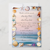 Tropisch zandstrand en zeeshells bruiloft kaart (Voorkant)