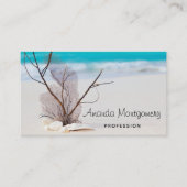 Tropisch zandstrand met witte schelpen visitekaartje (Voorkant)