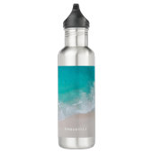 Tropisch zandstrand oceaan gepersonaliseerd het av waterfles (Rechts)