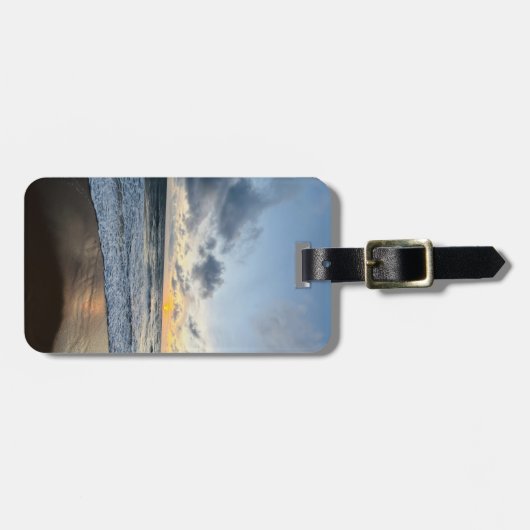 Tropisch zandstrand oceaan het avontuur begint bagagelabel (Voorkant horizontaal)