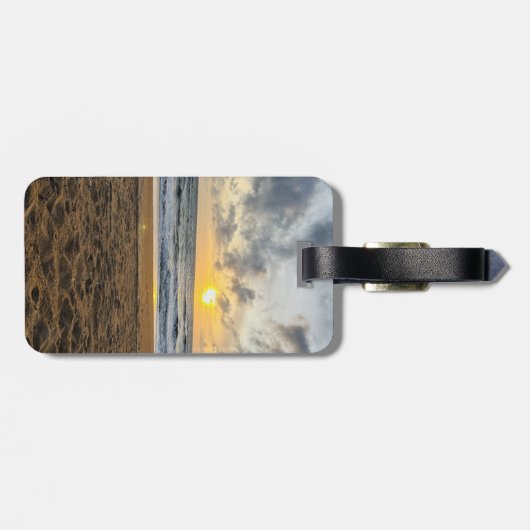 Tropisch zandstrand oceaan het avontuur begint bagagelabel (Achterkant horizontaal)