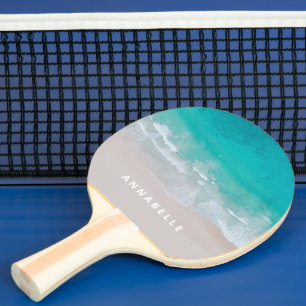 tropisch zandstrand oceaan hete tumor moderne tafeltennisbatje