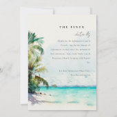 Tropisch zandstrand Palmbomen Trouwen + Details Kaart (Achterkant)
