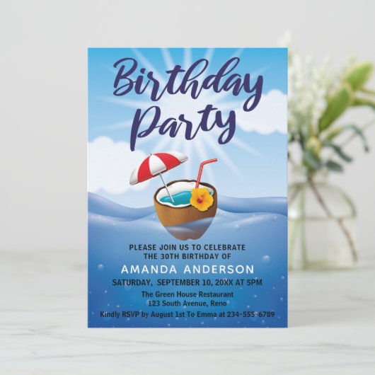 Tropisch Zee 30e verjaardag Kaart (Staand voorkant)