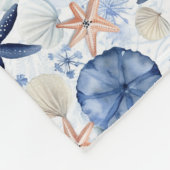Tropisch zee blauw wit Waterverf patroon Fleece Deken (Hoek)