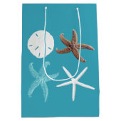 Tropisch Zee Blue Sand Dollars Starfish Gift Bag Medium Cadeauzakje (Achterkant)