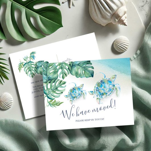 Tropisch Zee, botanische bewegende aankondiging Briefkaart