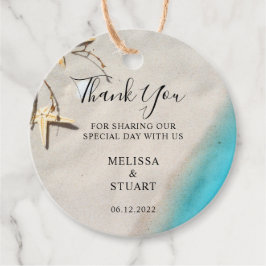 Tropisch zee en zeester strand Dank je bruiloft Bedankjes Labels