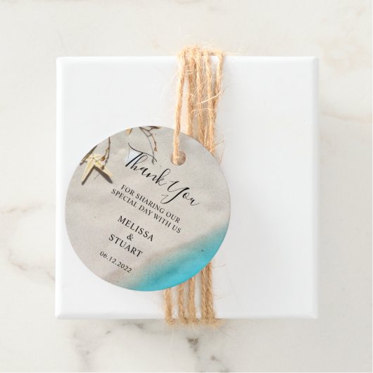 Tropisch zee en zeester strand Dank je bruiloft Bedankjes Labels (In situ)