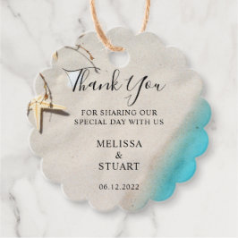 Tropisch zee en zeester strand Dank je bruiloft Bedankjes Labels