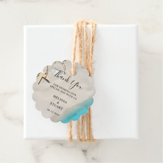 Tropisch zee en zeester strand Dank je bruiloft Bedankjes Labels (In situ)