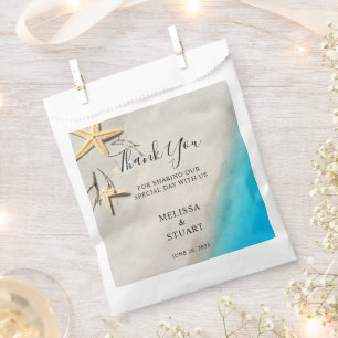 Tropisch zee en zeester strand Dank je bruiloft Bedankzakje