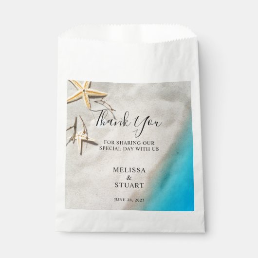 Tropisch zee en zeester strand Dank je bruiloft Bedankzakje (Voorkant)