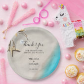 Tropisch zee en zeester strand Dank je bruiloft Papieren Bordje (Feest)