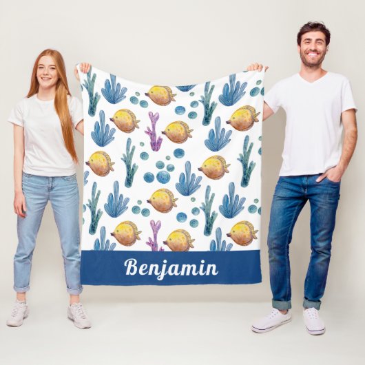 Tropisch Zee oceaanpatroon Fleece Deken (In situ)