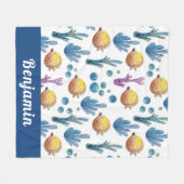 Tropisch Zee oceaanpatroon Fleece Deken (Voorkant (Horizontaal))