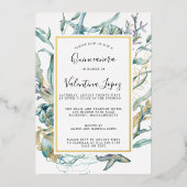 Tropisch Zee onderwater Botanische Quinceanera Folie Uitnodiging (Voorkant)