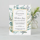 Tropisch Zee onderwater Botanische Quinceanera Folie Uitnodiging (Staand Voorkant)