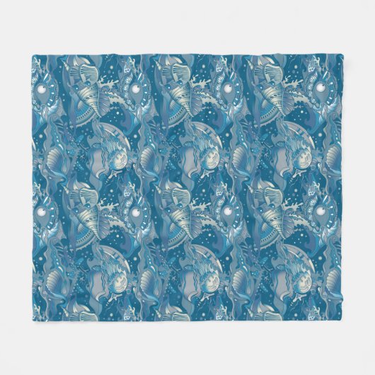 Tropisch Zee Patroon Fleece Deken (Voorkant (Horizontaal))