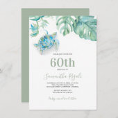 Tropisch Zee schildpad 60e verjaardag uitnodiging (Voorkant / Achterkant)