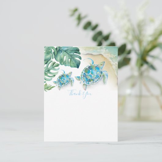 Tropisch Zee schildpad Baby shower Dank u (Staand voorkant)
