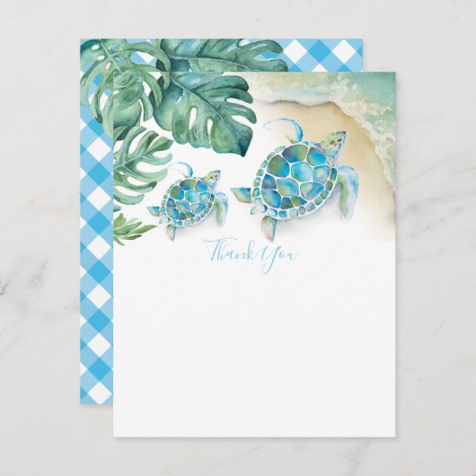 Tropisch Zee schildpad Baby shower Dank u (Voorkant / Achterkant)