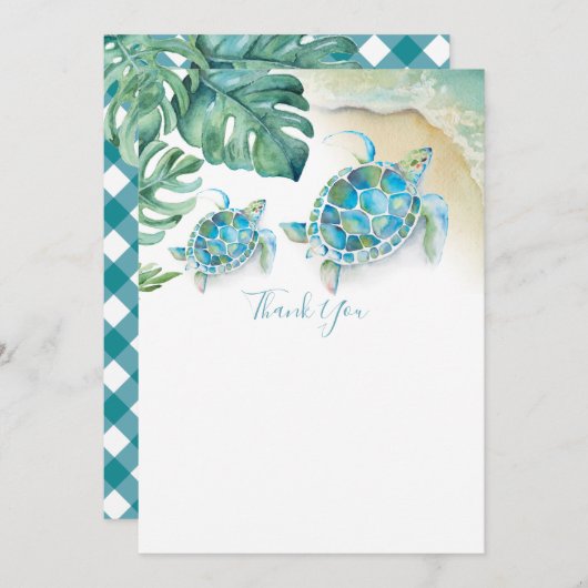Tropisch Zee schildpad Baby shower Dank u Kaart (Voorkant / Achterkant)