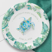 Tropisch Zee Schildpad Baby shower gepersonaliseer Papieren Bordje