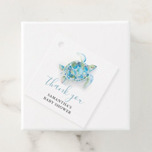 Tropisch Zee Schildpad Baby shower Gift Labels (In situ)