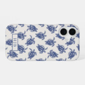 Tropisch Zee Schildpad Blauwe Schets Monogram iPho iPhone 16 Hoesje (Achterkant horizontaal)