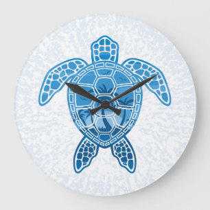 Tropisch Zee schildpad design in Blue Grote Klok