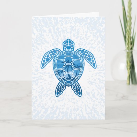 Tropisch Zee schildpad design in Blue Kaart (Voorkant)