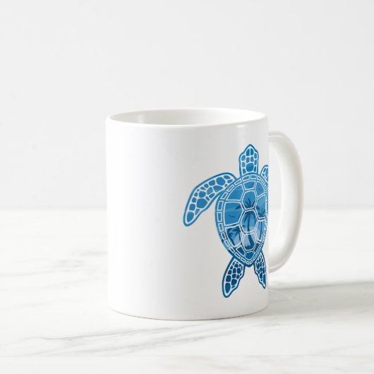 Tropisch Zee schildpad design in Blue Koffiemok (Voorkant rechts)