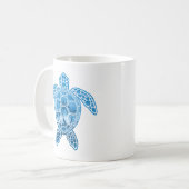 Tropisch Zee schildpad design in Blue Koffiemok (Voorkant links)