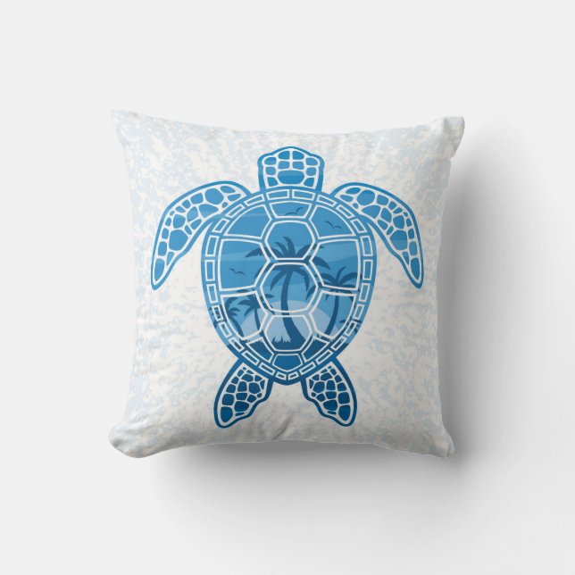 Tropisch Zee schildpad design in Blue Kussen (Voorkant)