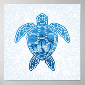 Tropisch Zee schildpad design in Blue Poster (Voorkant)