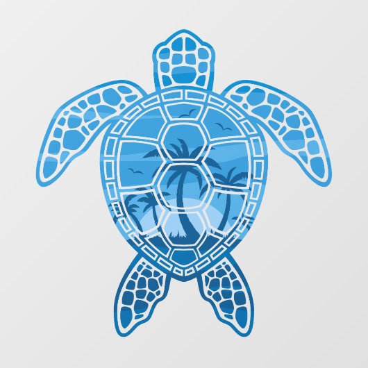 Tropisch Zee schildpad design in Blue Raamsticker (Vel)