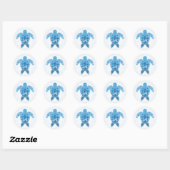 Tropisch Zee schildpad design in Blue Ronde Sticker (Vel)