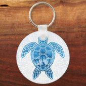 Tropisch Zee schildpad design in Blue Sleutelhanger (Voorkant)