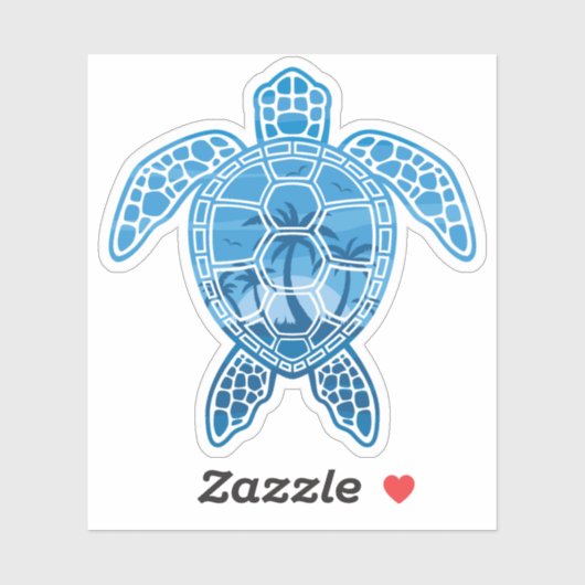 Tropisch Zee schildpad design in Blue Sticker (Vel)