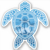 Tropisch Zee schildpad design in Blue Sticker (Voorkant)